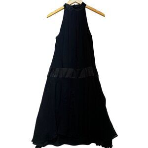 Banana Republic Women's Silk Halter Dress Sleeveless Size 6 Black Lightweight
